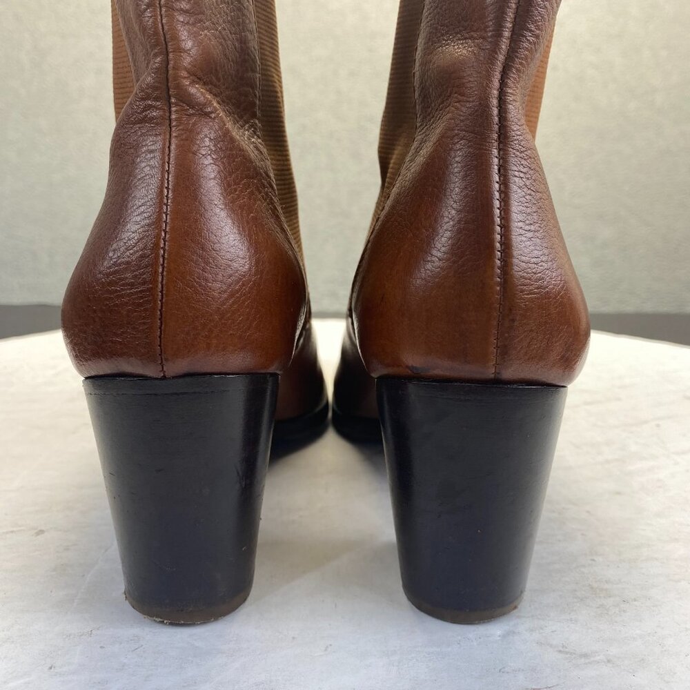 Cole Haan Brown Leather Boots Women’s Size 8 B Waterproof Heel Slip on - Picture 6 of 13